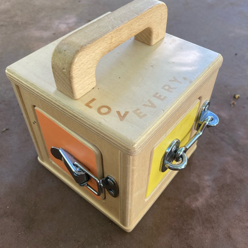 Lovevery Wooden Lock Box Toy - Orange and Yellow